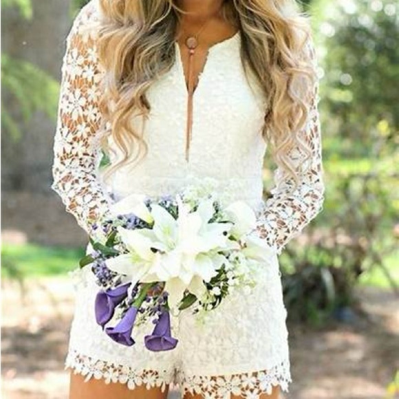 southern fried chics Pants - Southern Fried Chics White Lace Jumpsuit xxxl NWT